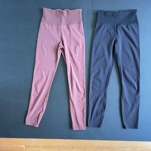 Vuori Ribbed Leggings - Black and Mauve